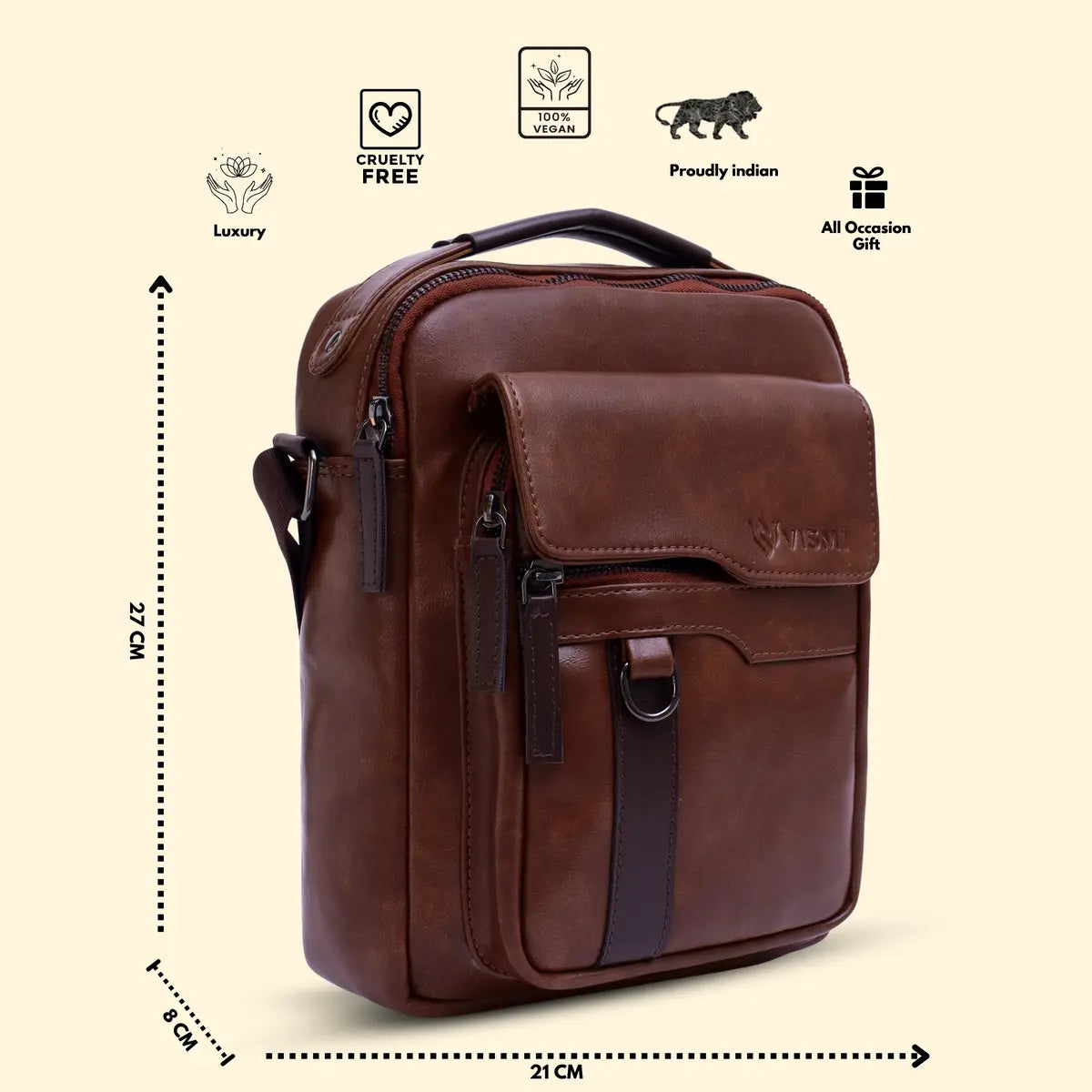 Timeless Alpha Men's Messenger Bag - Coffee Brown