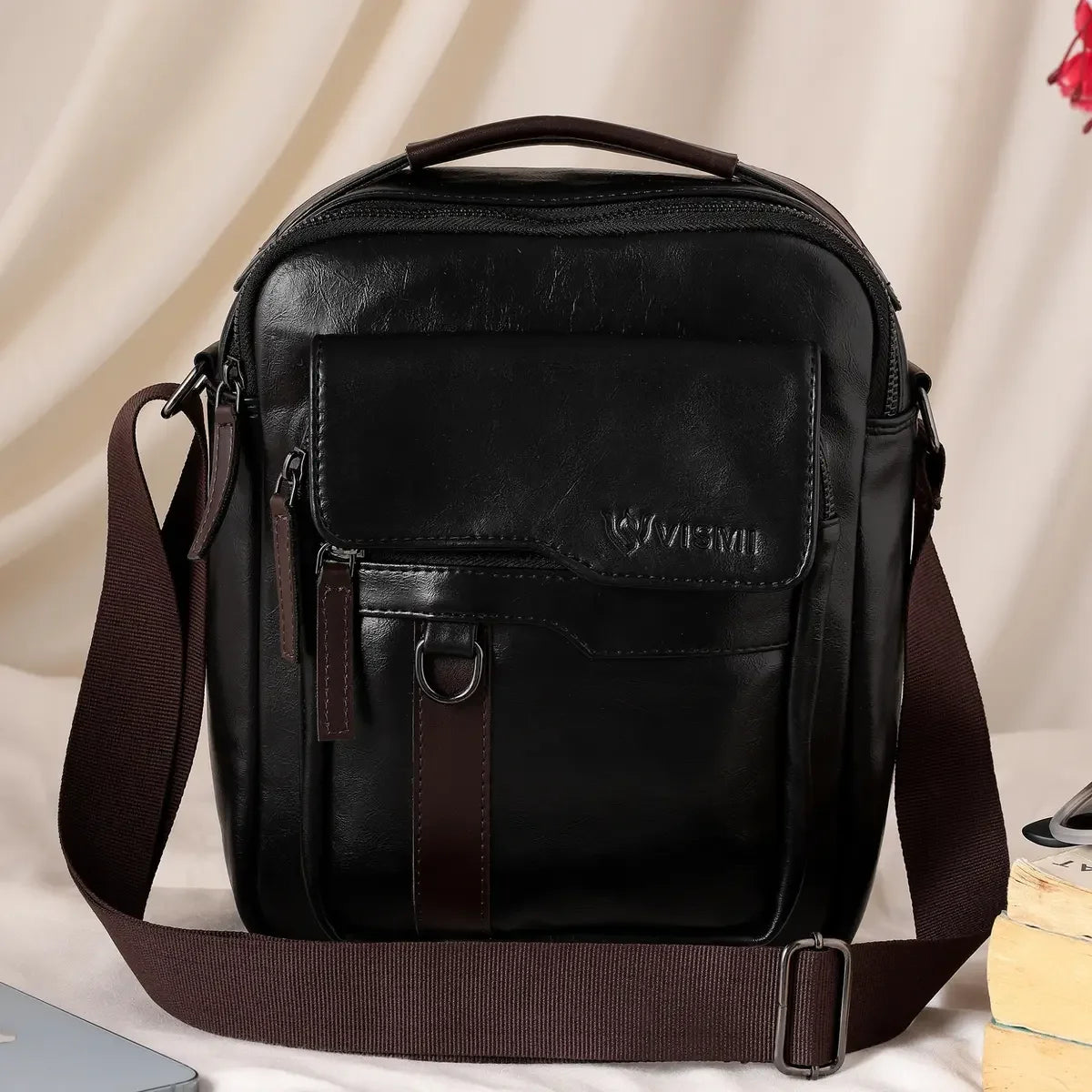 timeless-alpha-messenger-bag-black-front-view