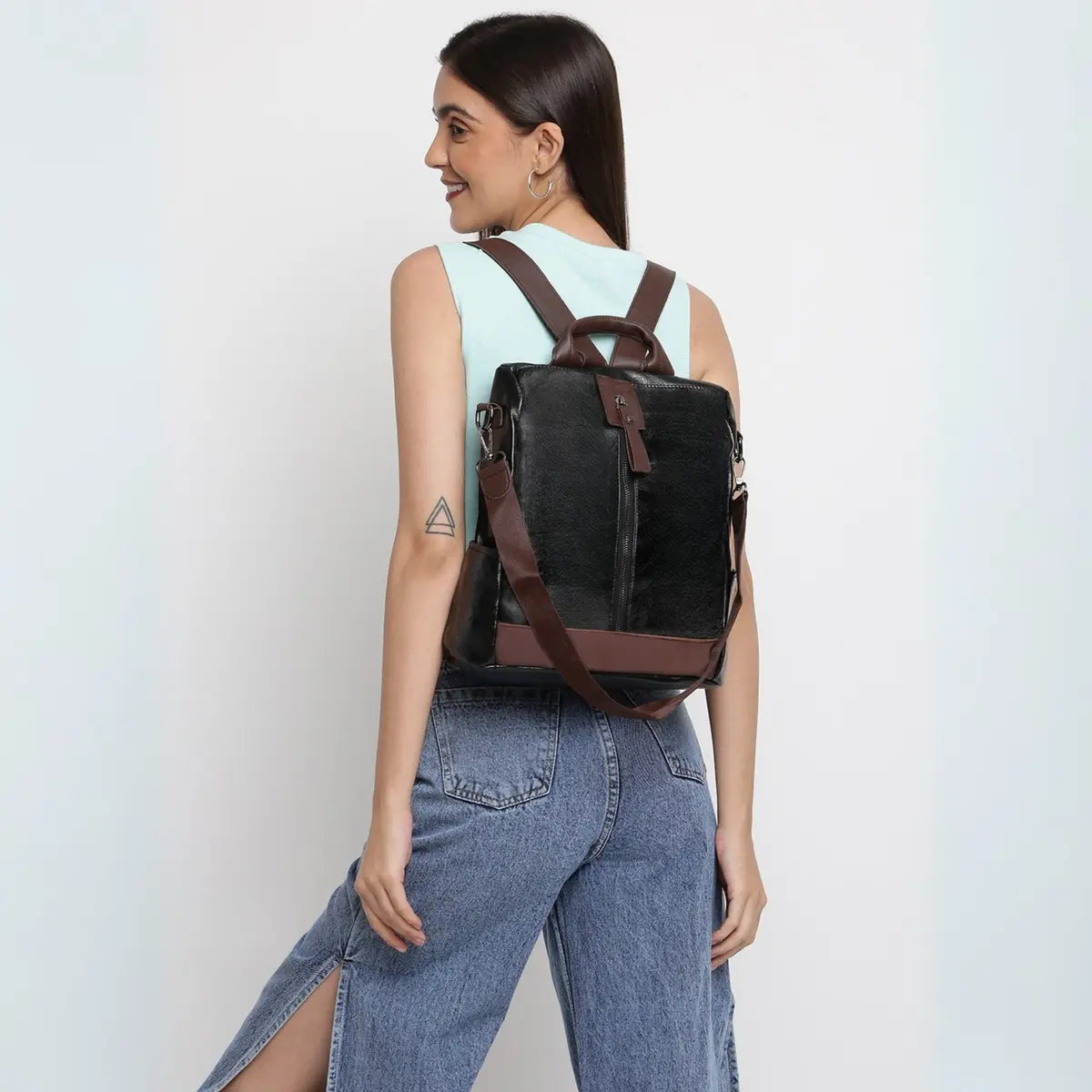 Timeless Aura Women Backpack Handbag - Black