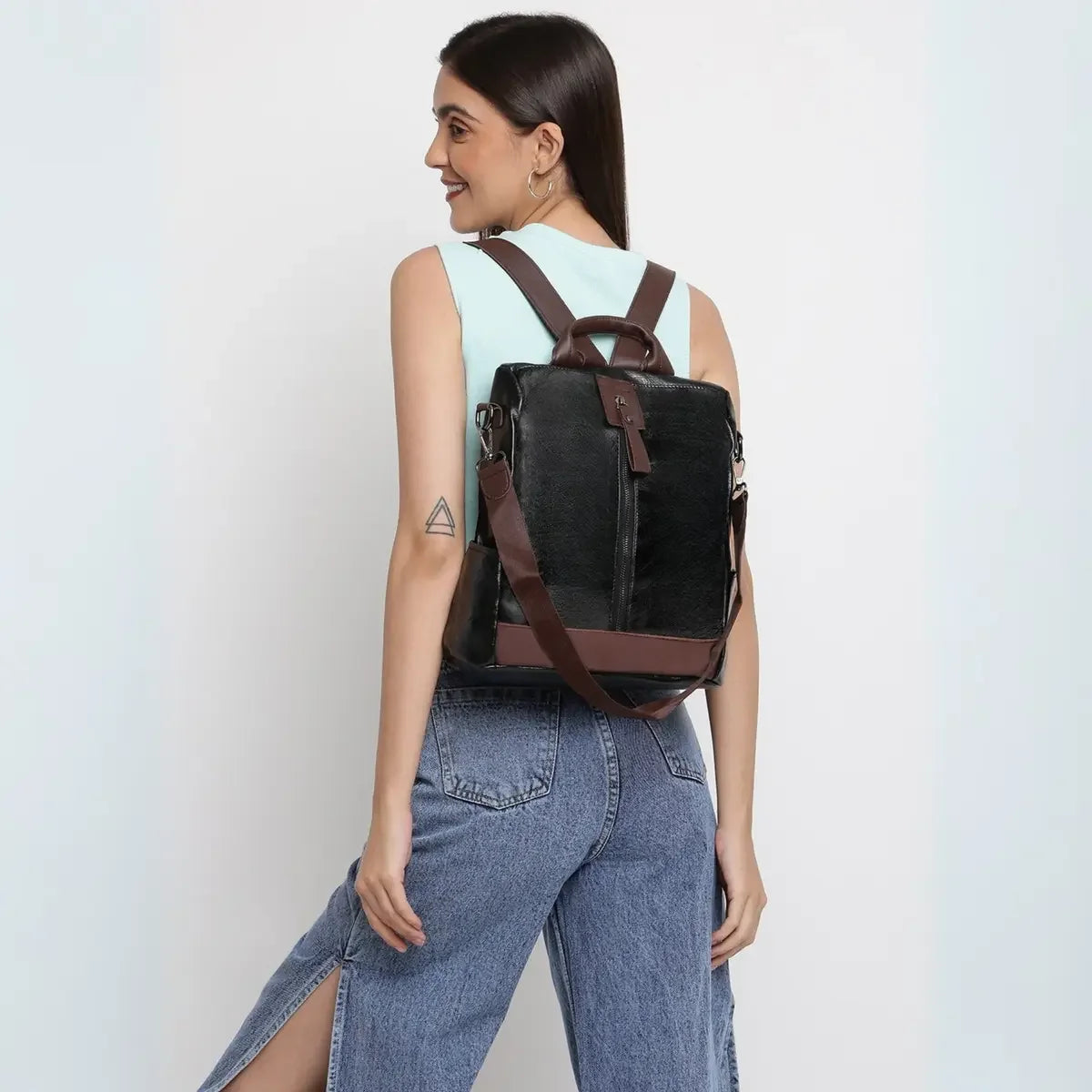 Timeless Aura Women Backpack Handbag - Black
