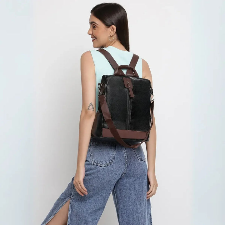 Timeless Aura Women Backpack Handbag - Black