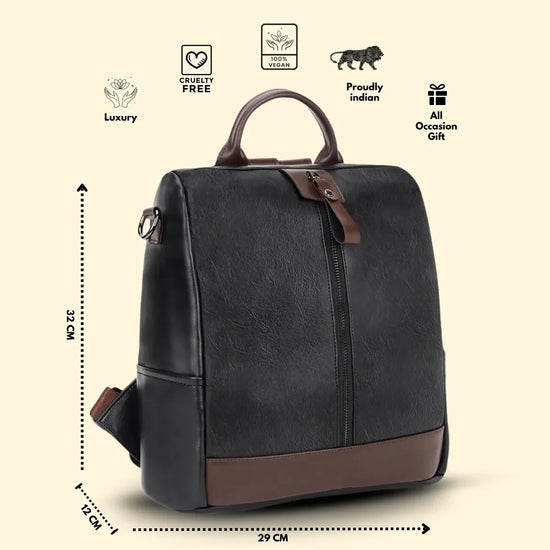 Timeless Aura Women Backpack Handbag - Black