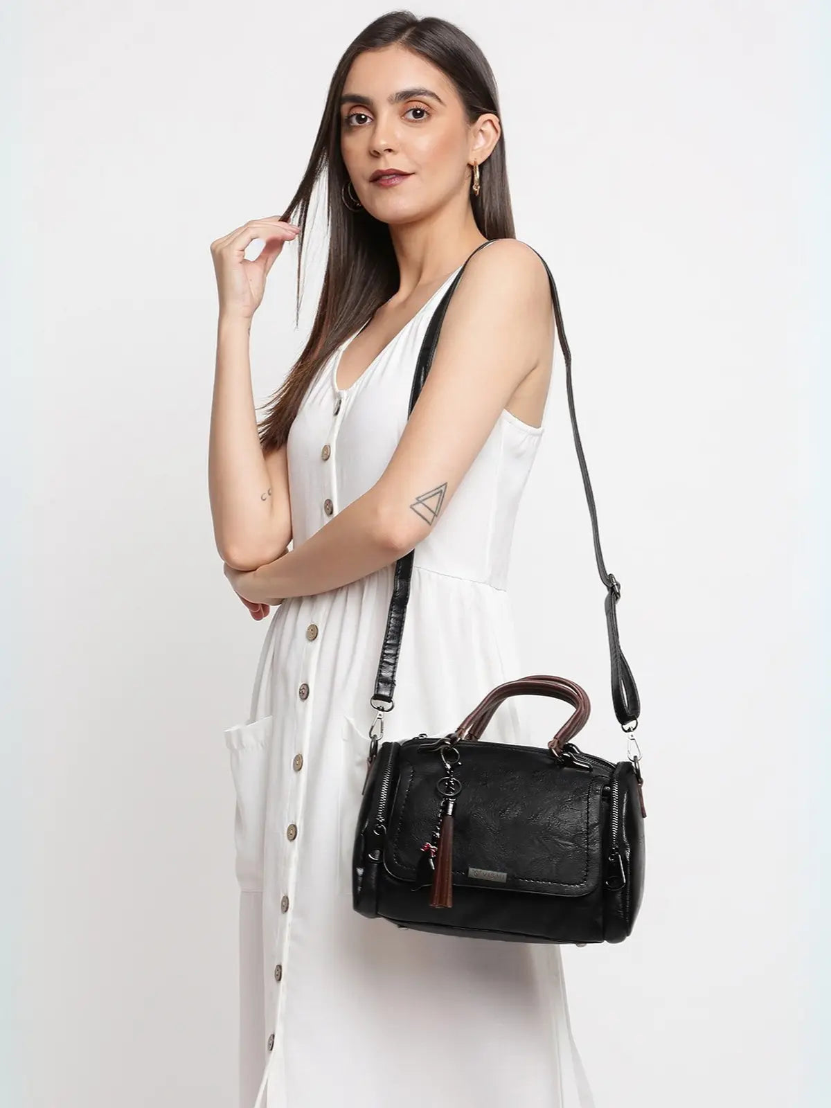 Timeless Mystique Satchel Handbag - Black