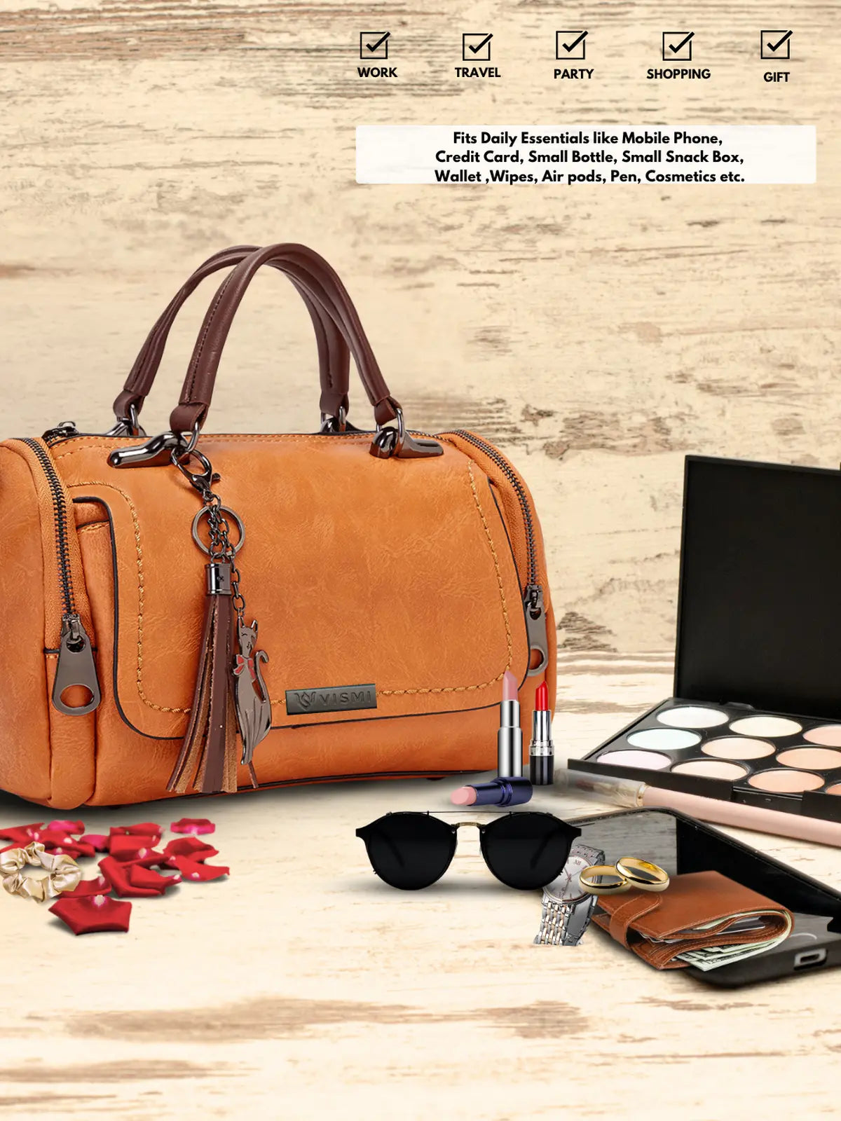 Timeless Mystique Satchel Handbag - Tan