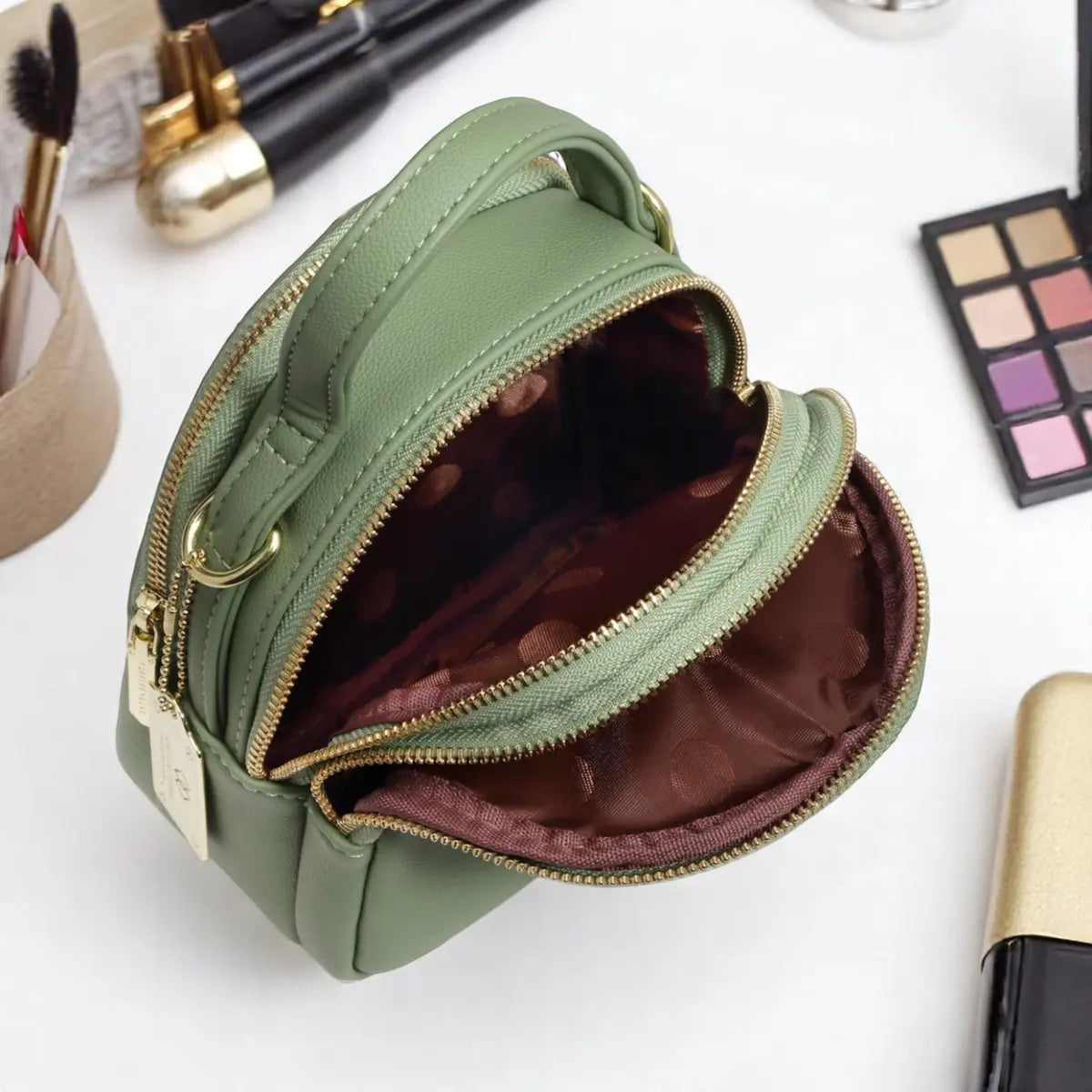Stylish Sling Crossbody Handbag- Olive Green