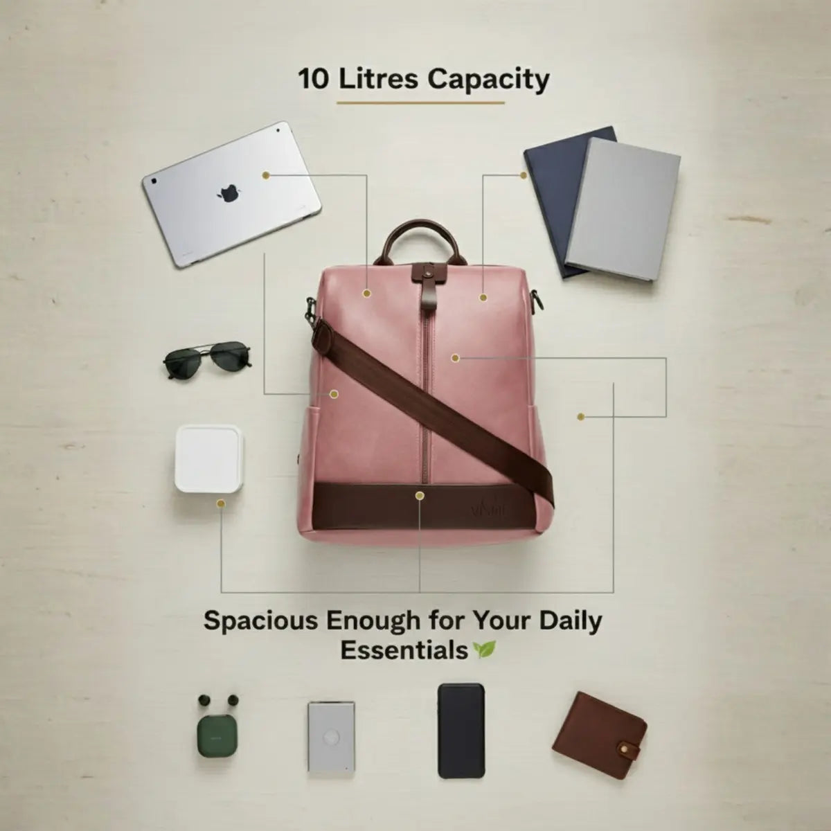 Timeless Aura Women Backpack Handbag - Blush Pink