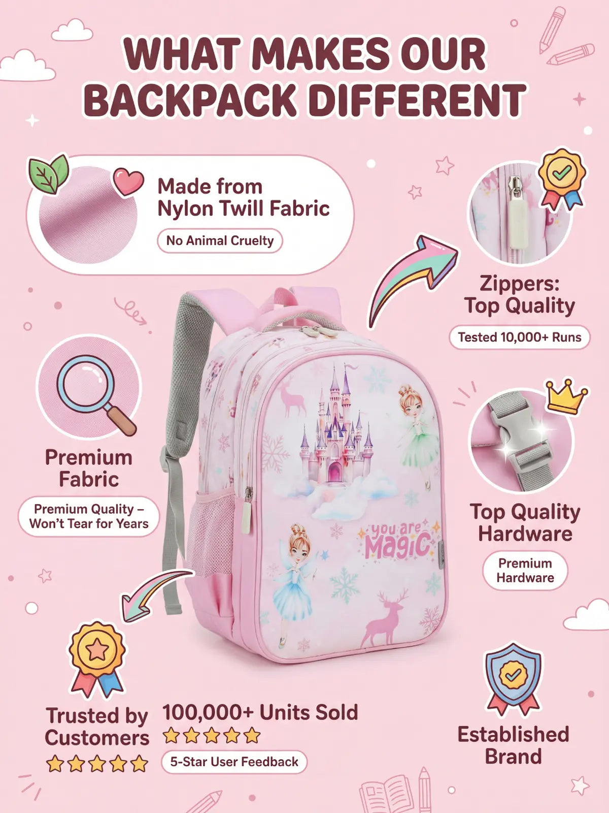 Everyday Essentials Elementary School Bag-Frozen Princess Pink