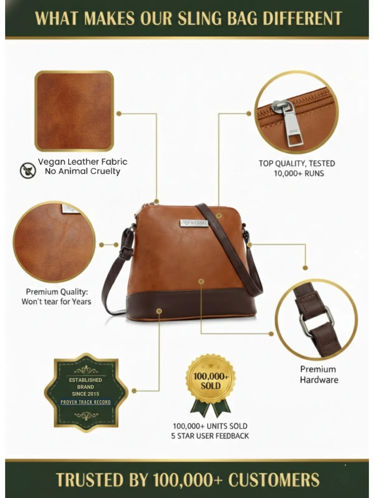 Timeless Luxe Women's Sling Bag - Tan