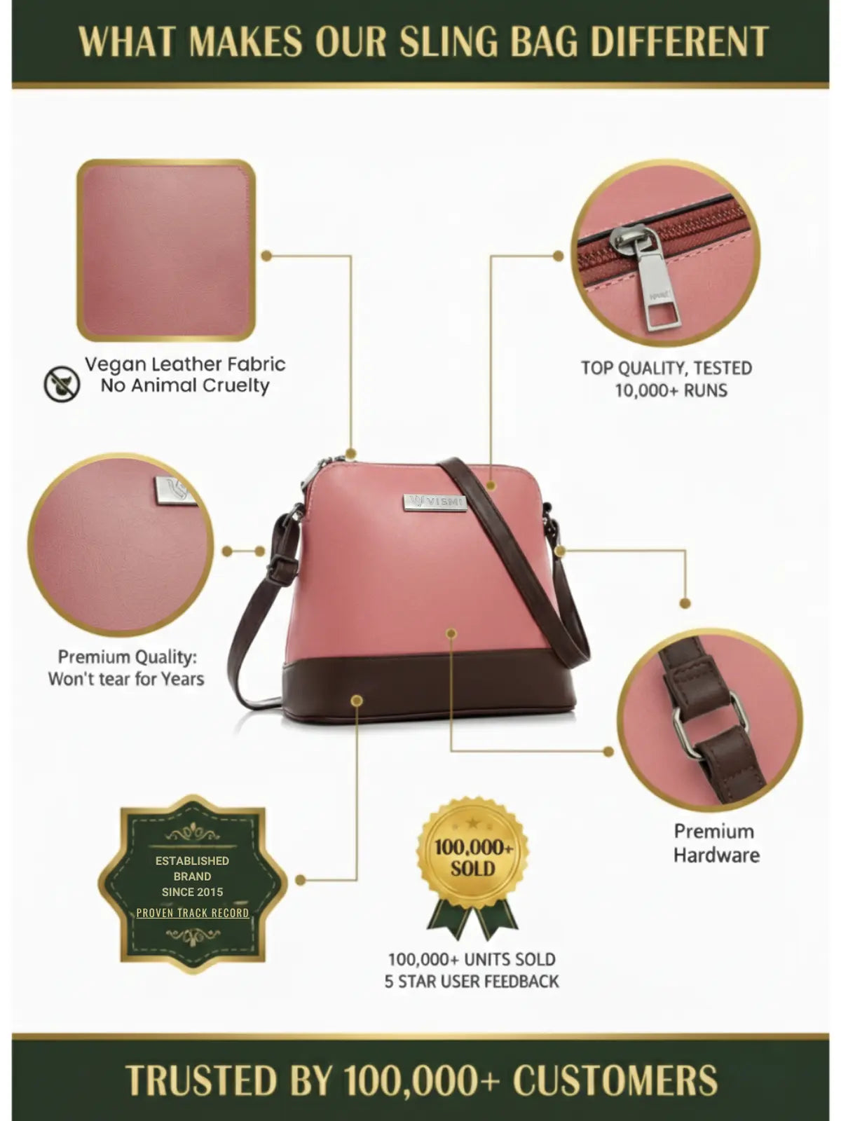 Timeless Luxe Women's Sling Bag - Blush Pink