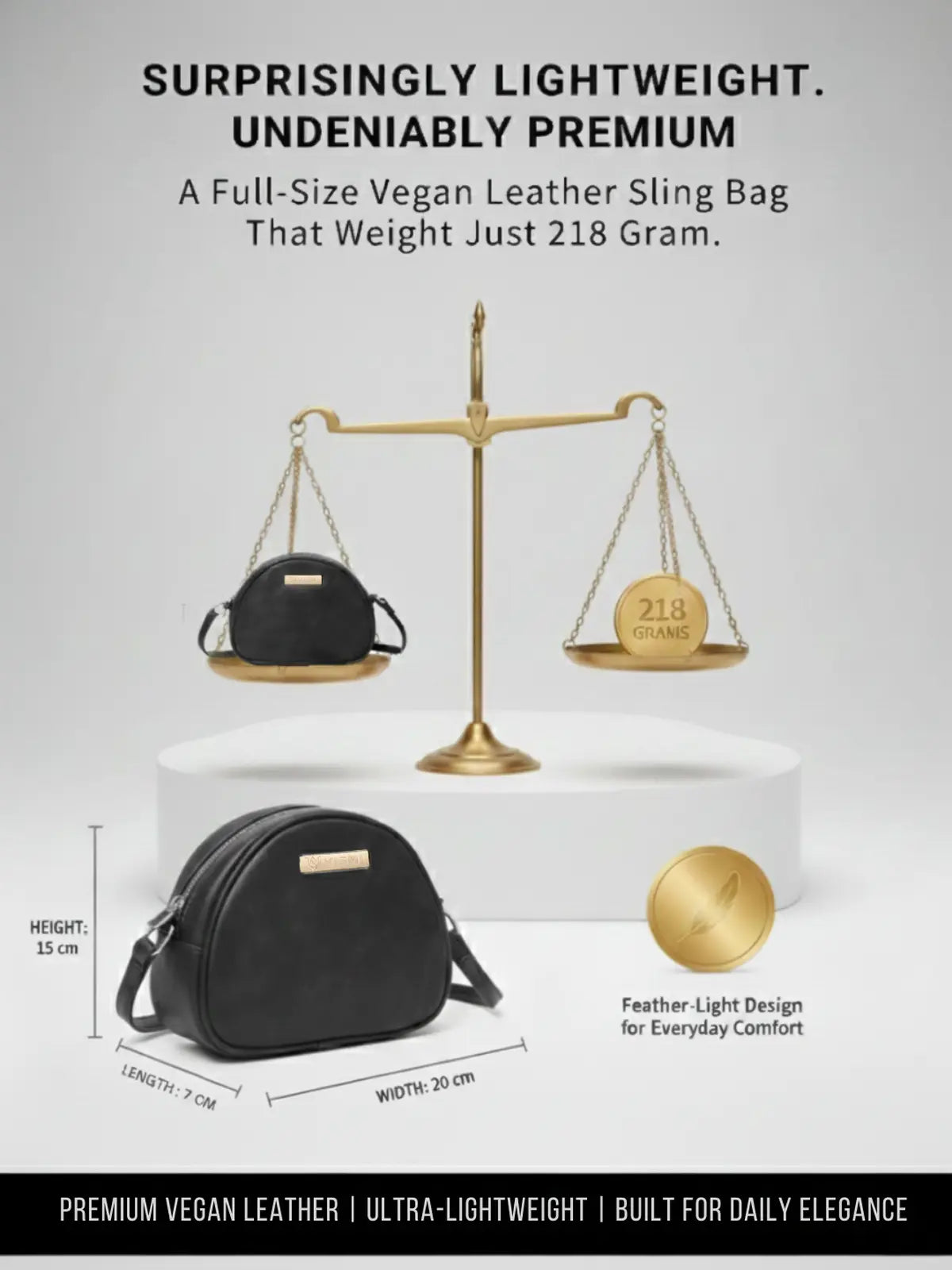 Timeless Chic Women's Sling Bag - Black