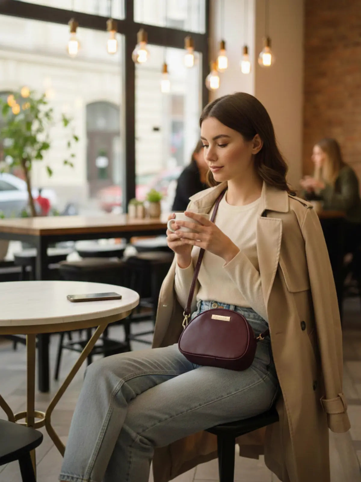 Timeless Chic Women's Sling Bag - Wine