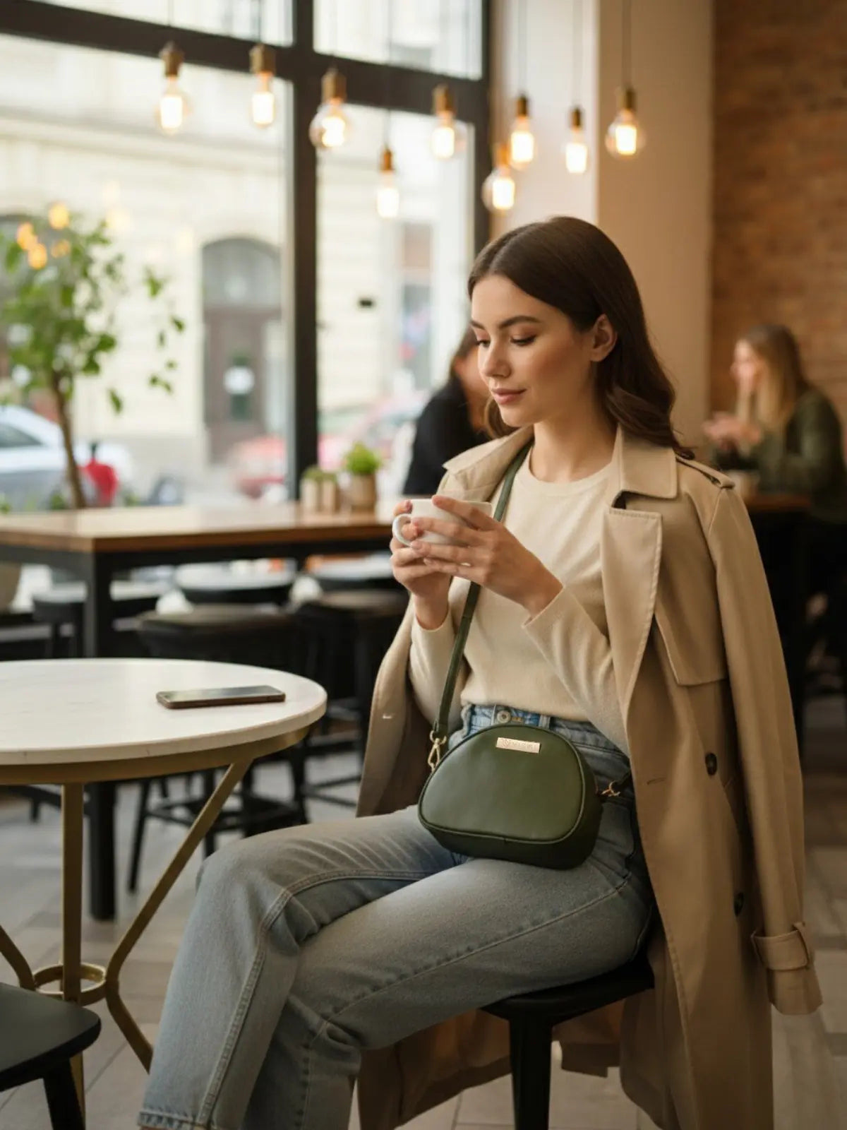 Timeless Chic Women's Sling Bag - Olive Green