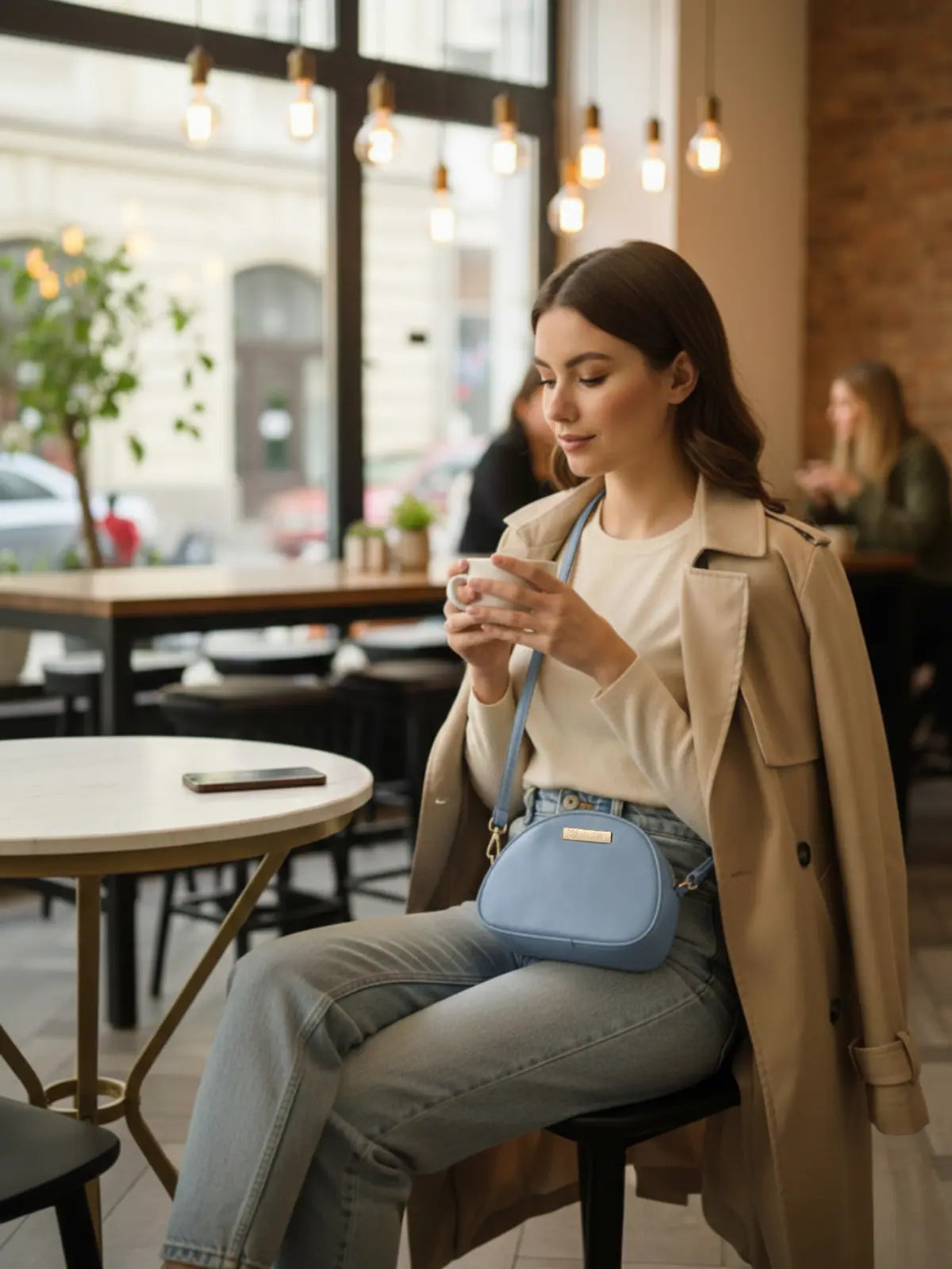 Timeless Chic Women's Sling Bag - Sky Blue