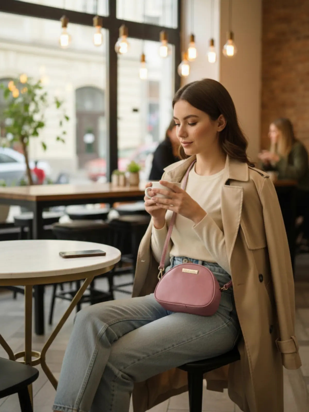 Timeless Chic Women's Sling Bag - Blush Pink