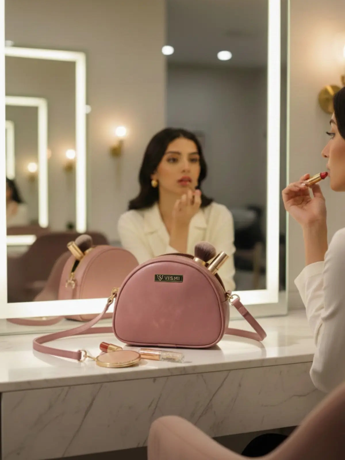 Timeless Chic Women's Sling Bag - Blush Pink