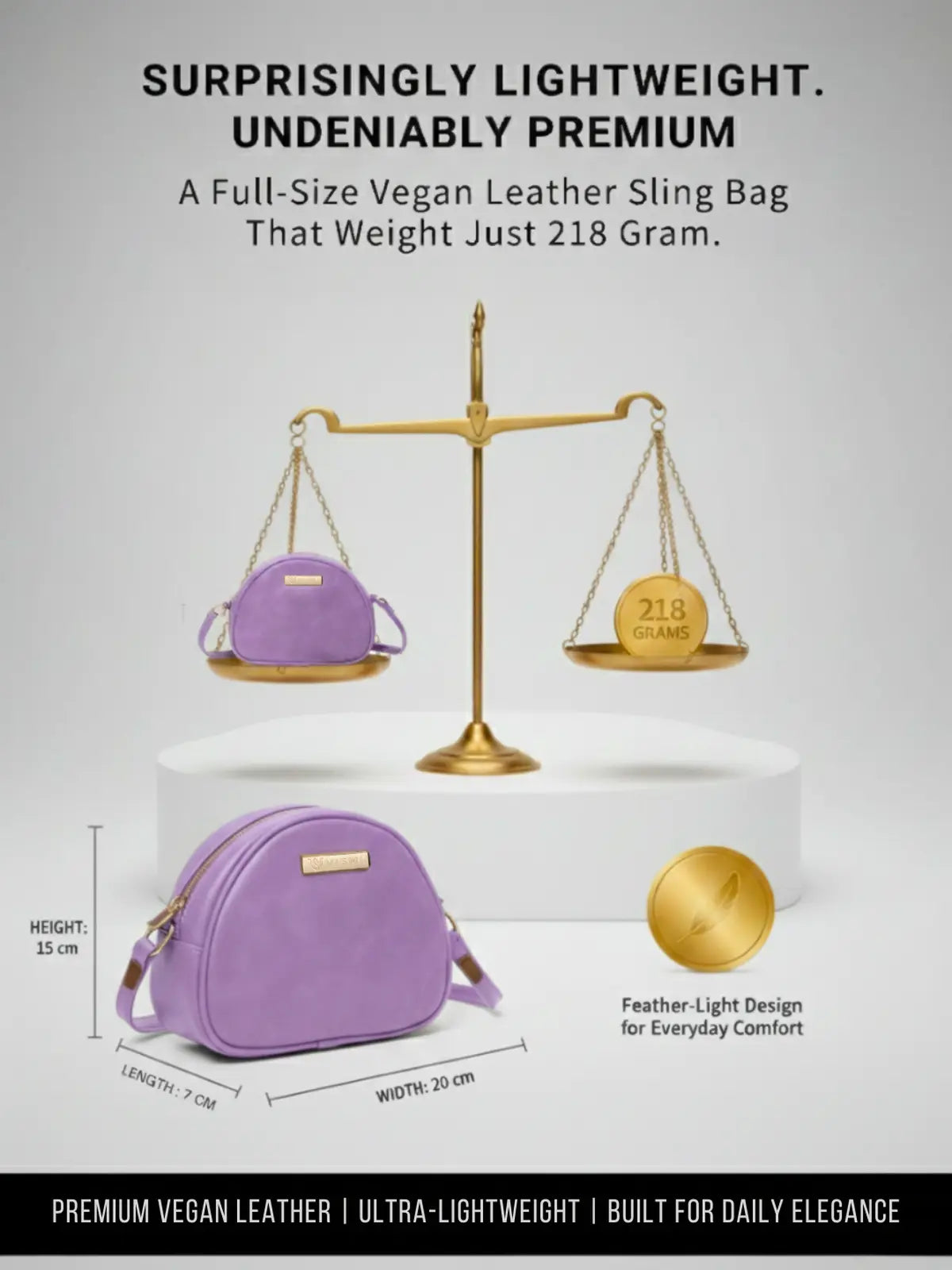 Timeless Chic Women's Sling Bag - Lavender