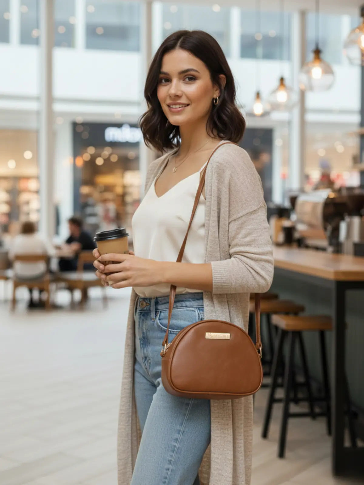 Timeless Chic Women's Sling Bag - Tan