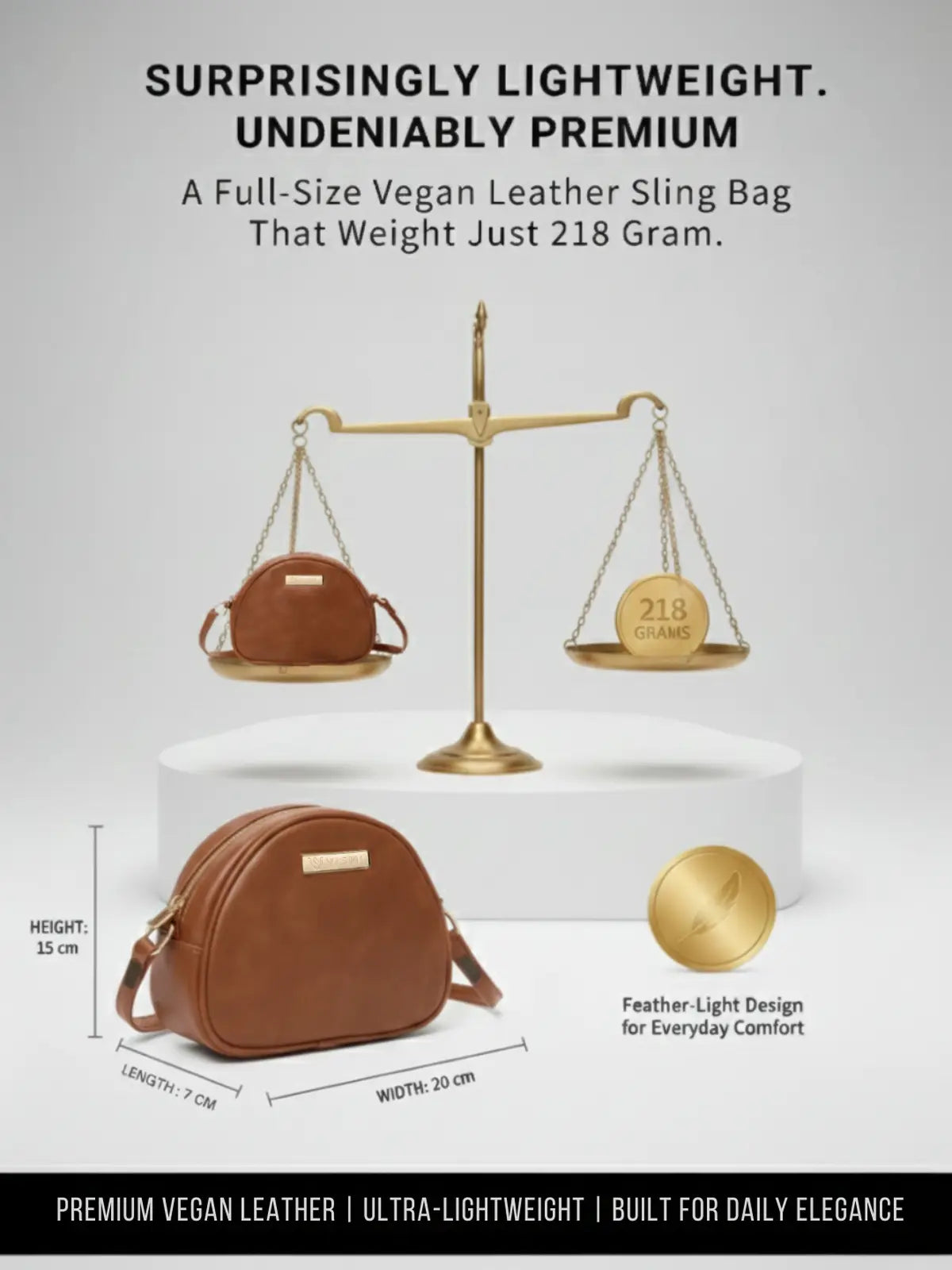 Timeless Chic Women's Sling Bag - Tan