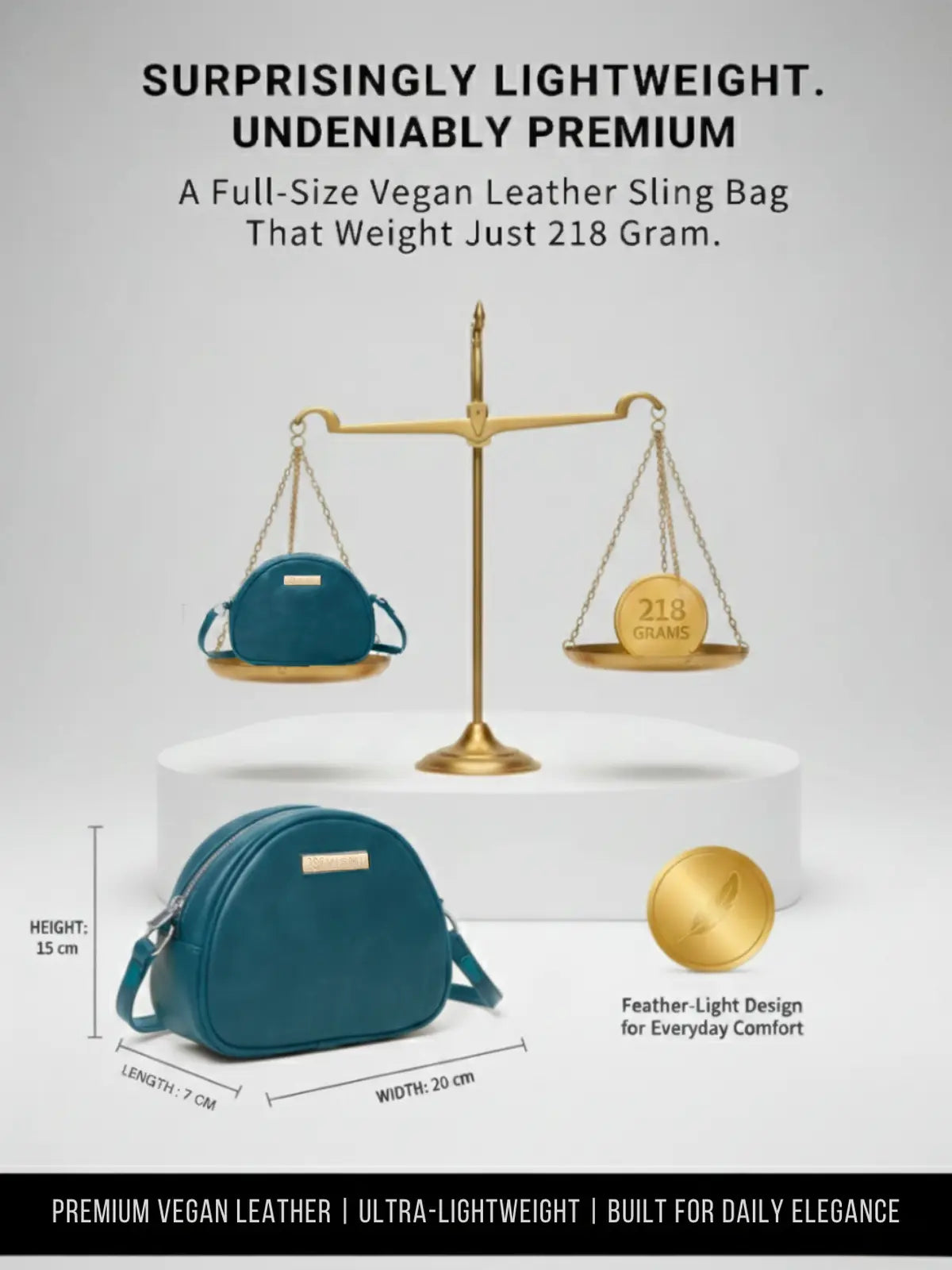 Timeless Chic Women's Sling Bag - Teal blue