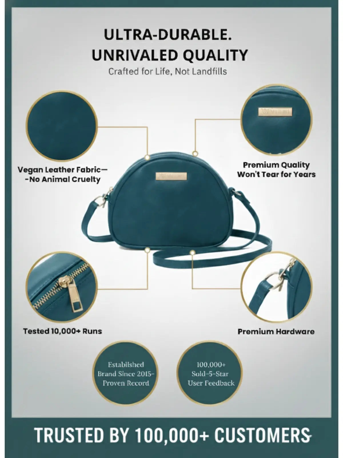 Timeless Chic Women's Sling Bag - Teal blue