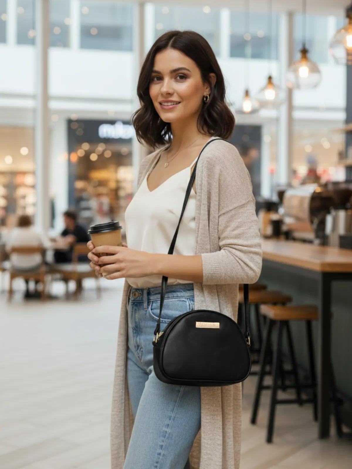 Timeless Chic Women's Sling Bag - Black