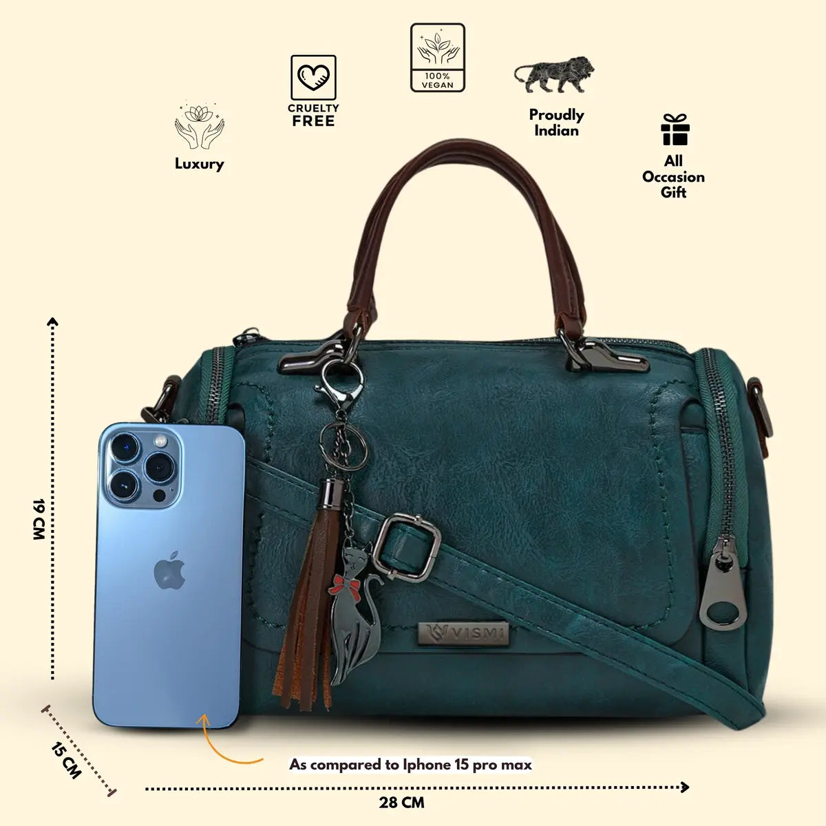 Timeless Mystique Satchel Handbag - Teal Blue