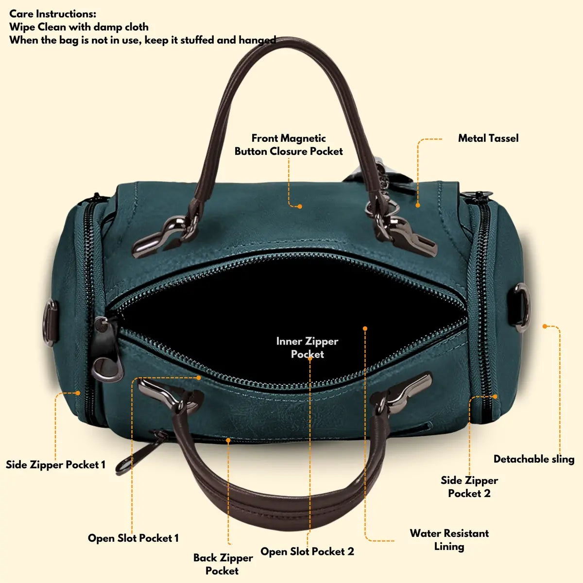 Timeless Mystique Satchel Handbag - Teal Blue