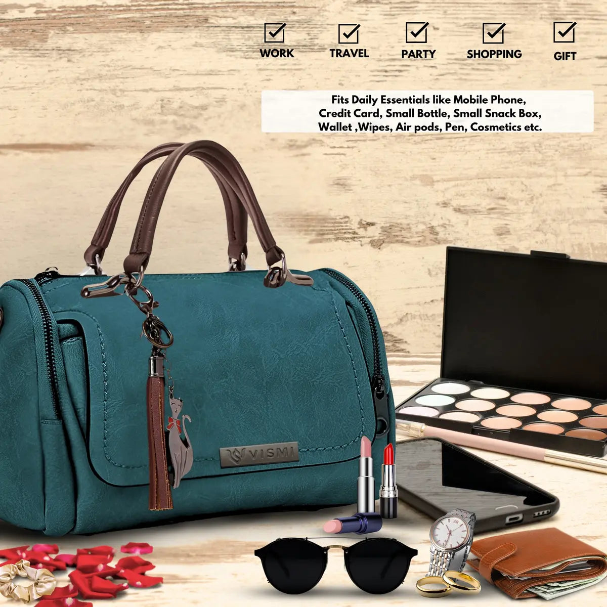 Timeless Mystique Satchel Handbag - Teal Blue