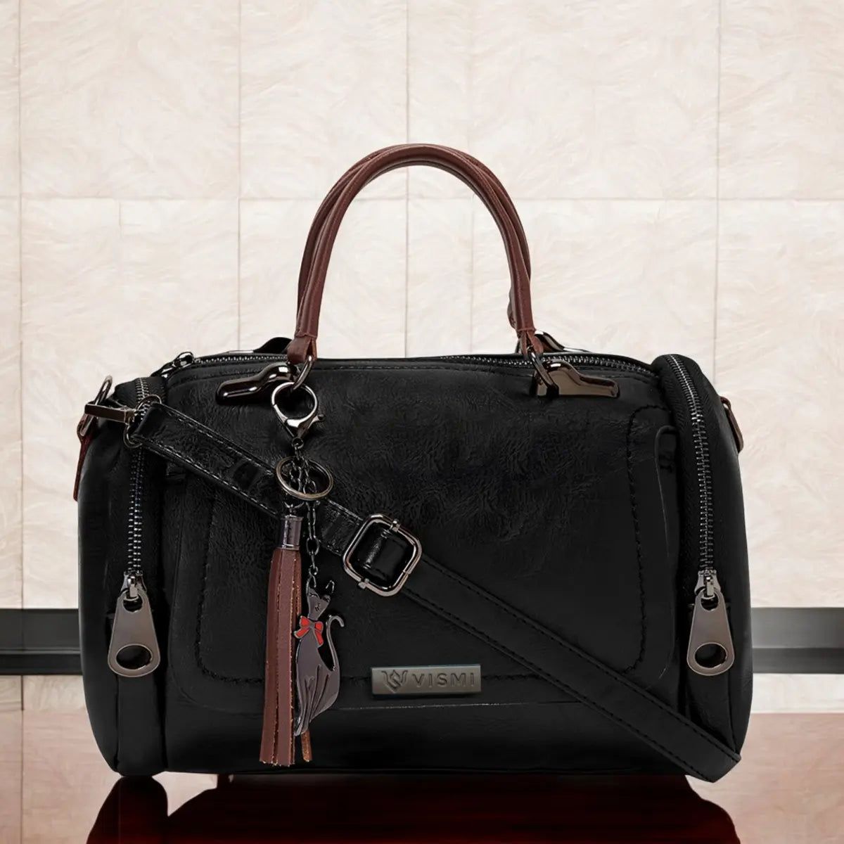 Timeless Mystique Satchel Handbag - Black