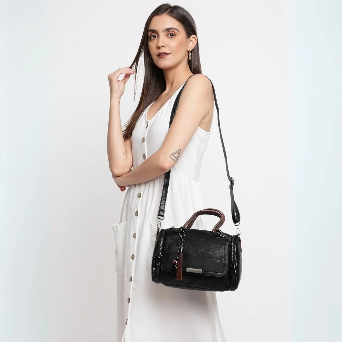 Timeless Mystique Satchel Handbag - Black