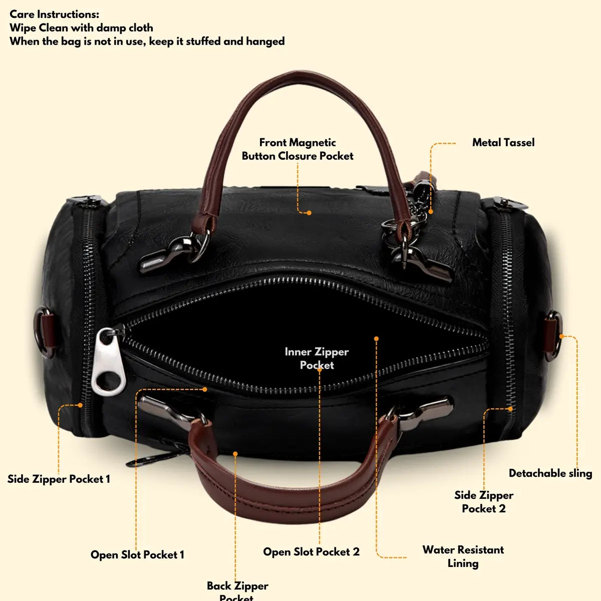 Timeless Mystique Satchel Handbag - Black