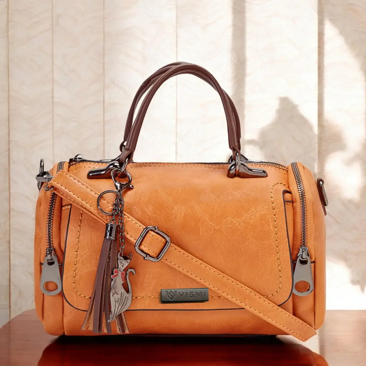 Timeless Mystique Satchel Handbag Tan Elegant Design for Women