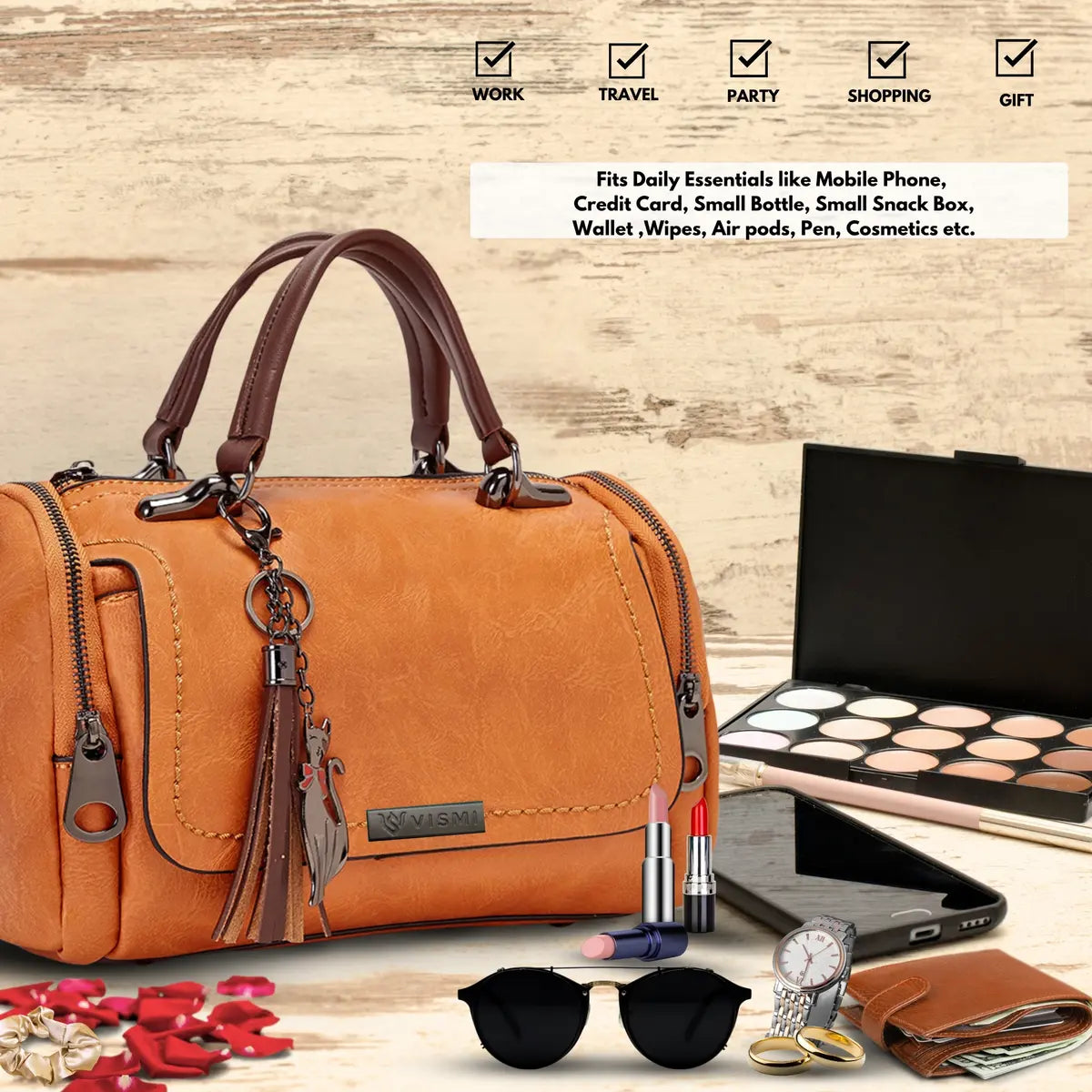 Timeless Mystique Satchel Handbag - Tan