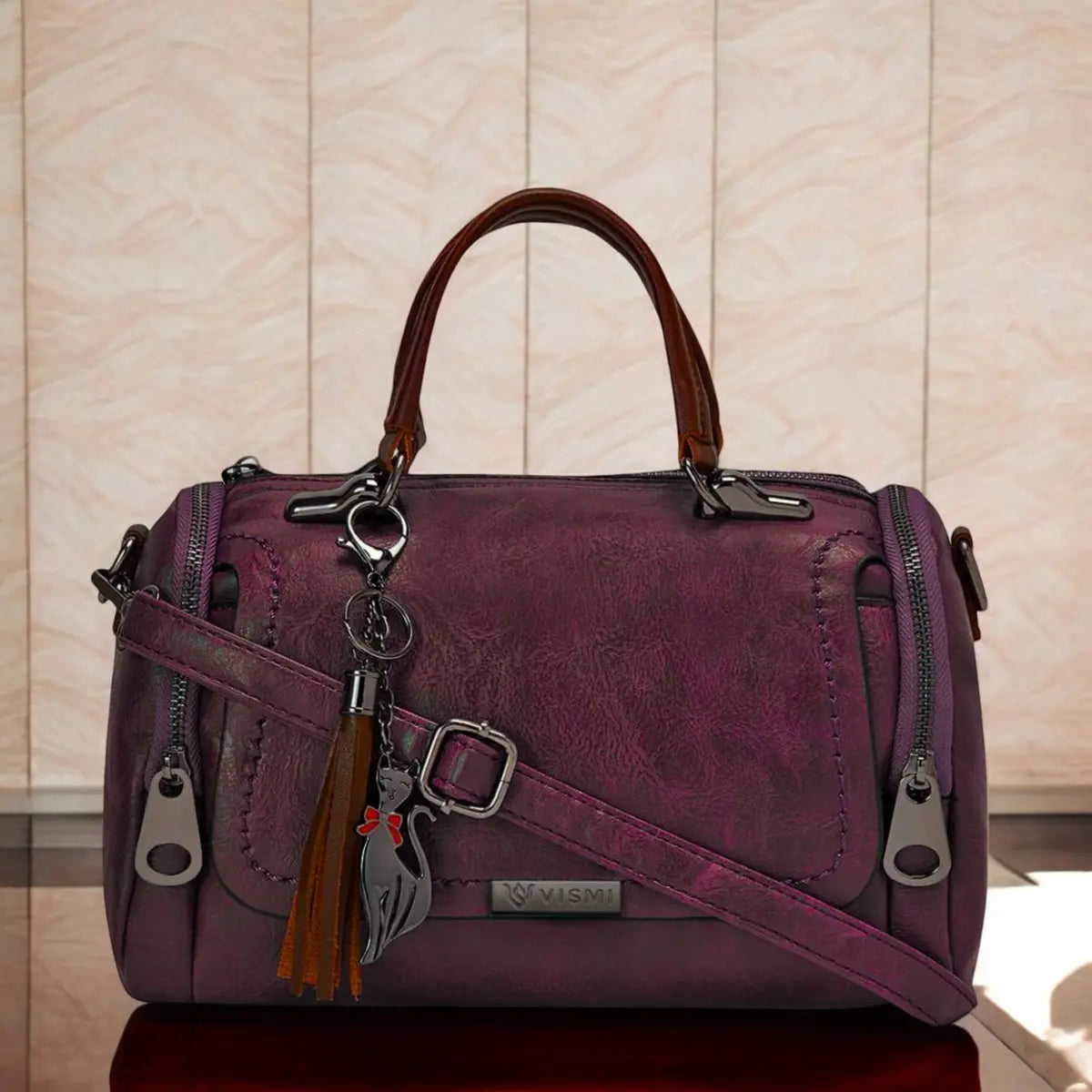 Timeless Mystique Satchel Handbag - Wine
