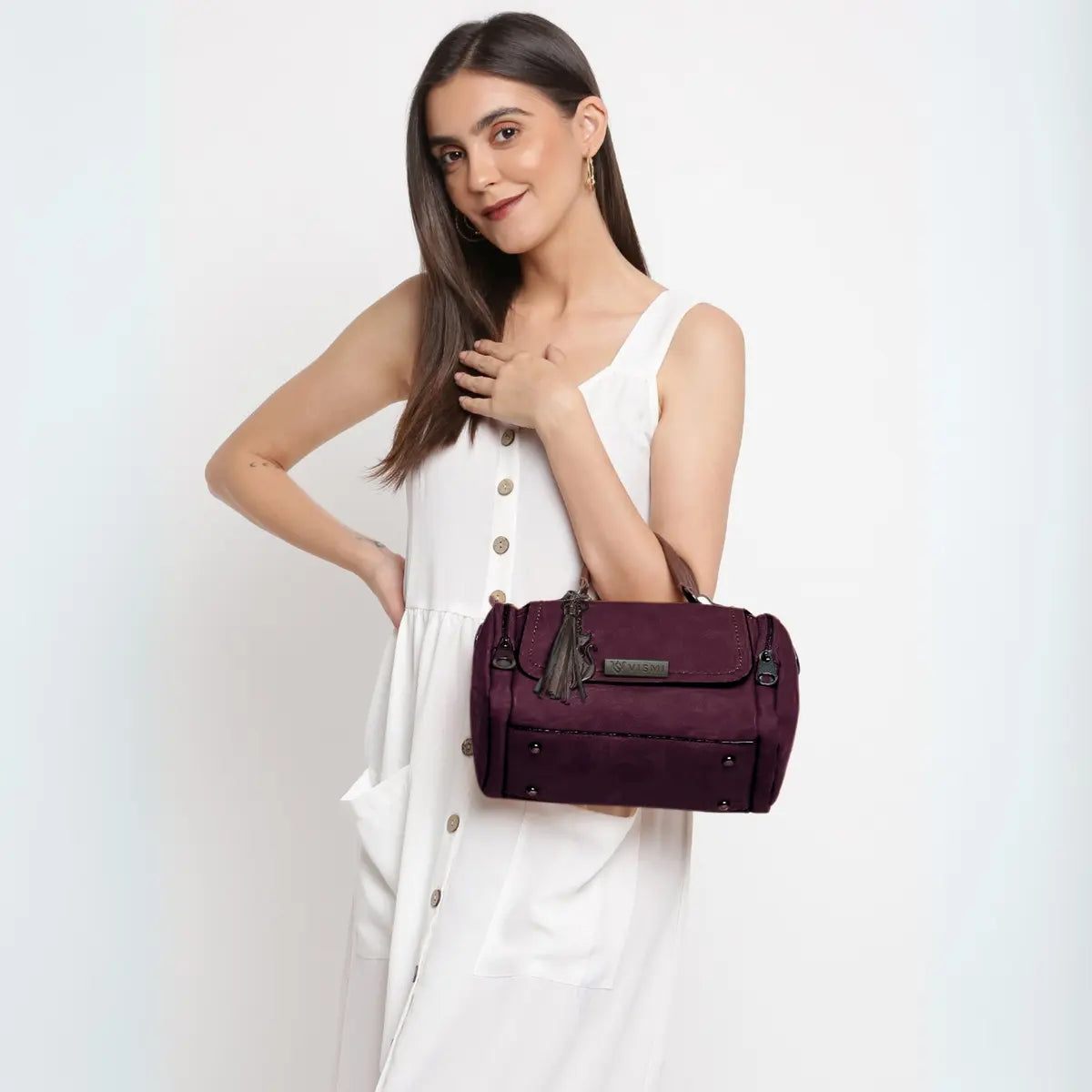 Timeless Mystique Satchel Handbag - Wine