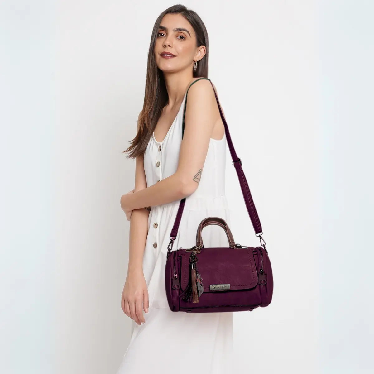 Timeless Mystique Satchel Handbag - Wine