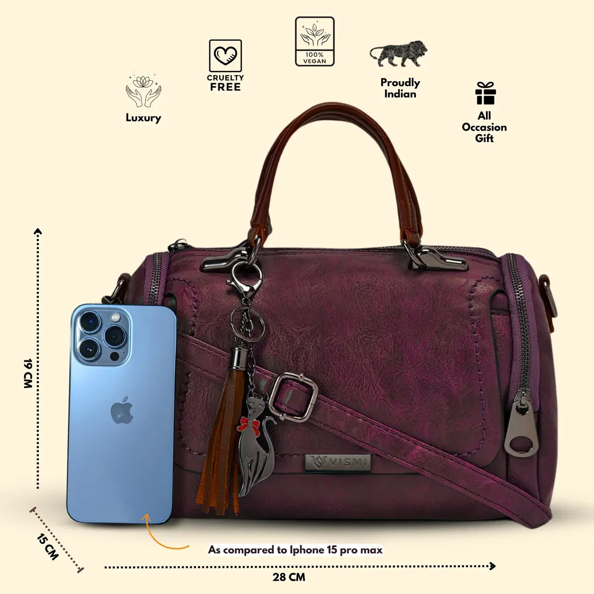 Timeless Mystique Satchel Handbag - Wine