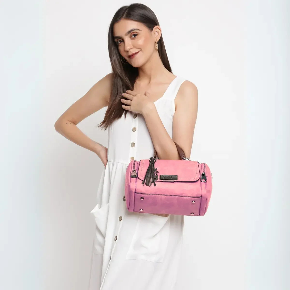Timeless Mystique Satchel Handbag Blush Pink Side View