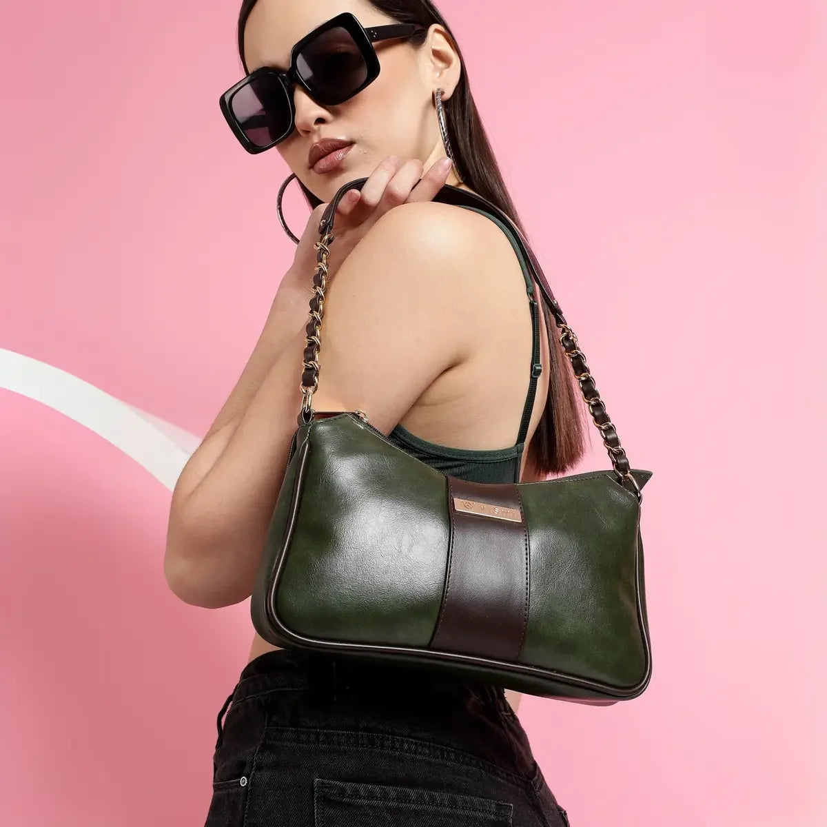 Timeless-Glam-Evening-Bag-Olive-Green-Side-Profile-and-Details
