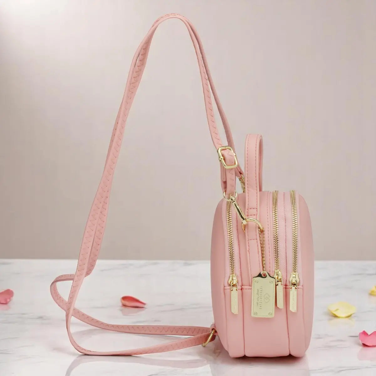 Stylish Sling Crossbody Handbag- Pink