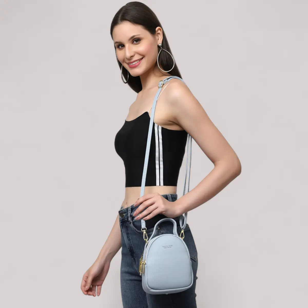 Stylish Sling Crossbody Handbag- Sky Blue
