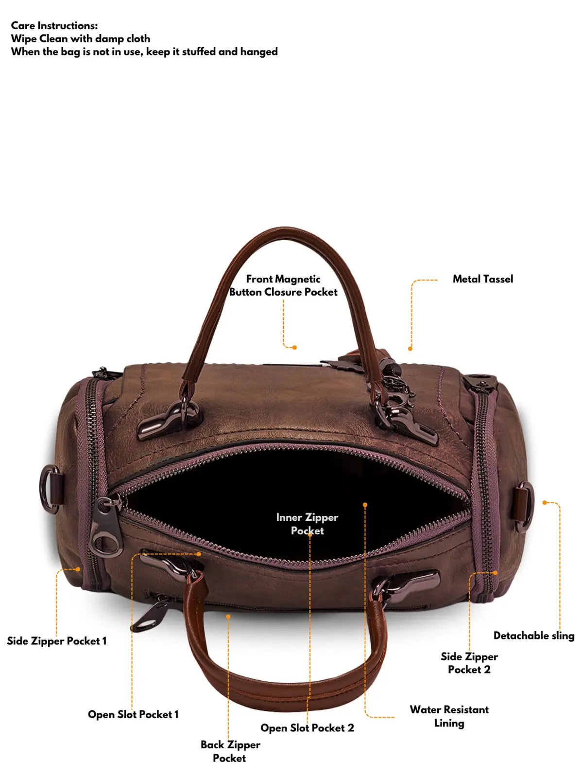 Timeless Mystique Satchel Handbag - Coffee Brown