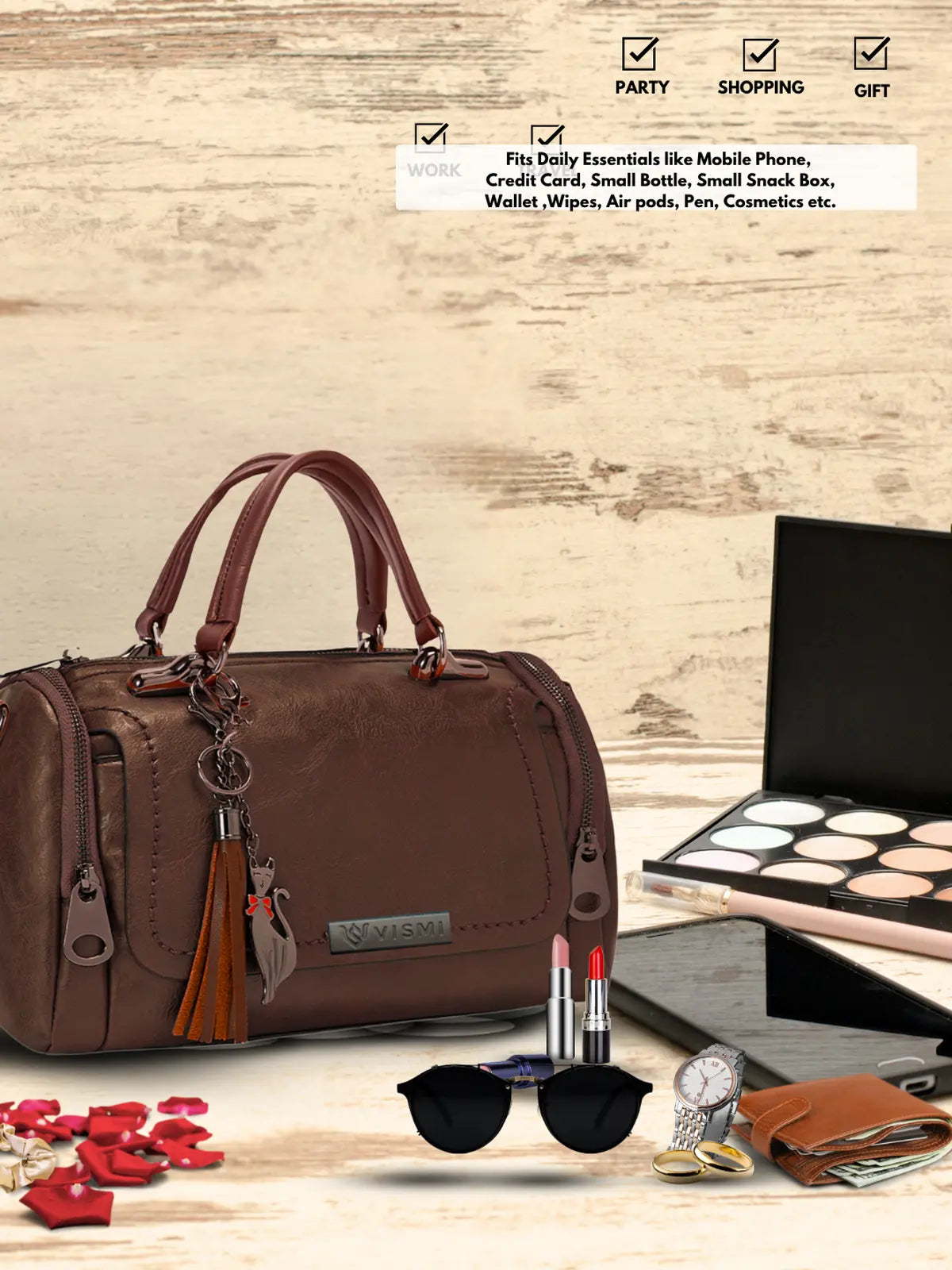 Timeless Mystique Satchel Handbag - Coffee Brown