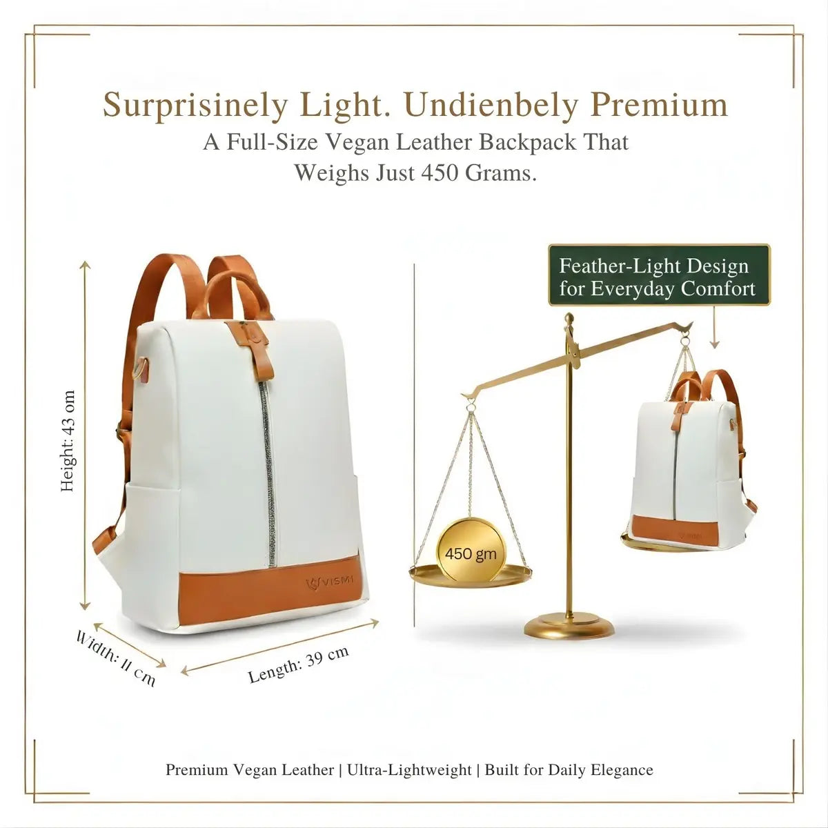 Timeless Aura Women Backpack Handbag - White