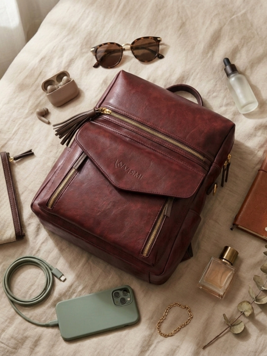 Timeless Shine Women Backpack - Wine