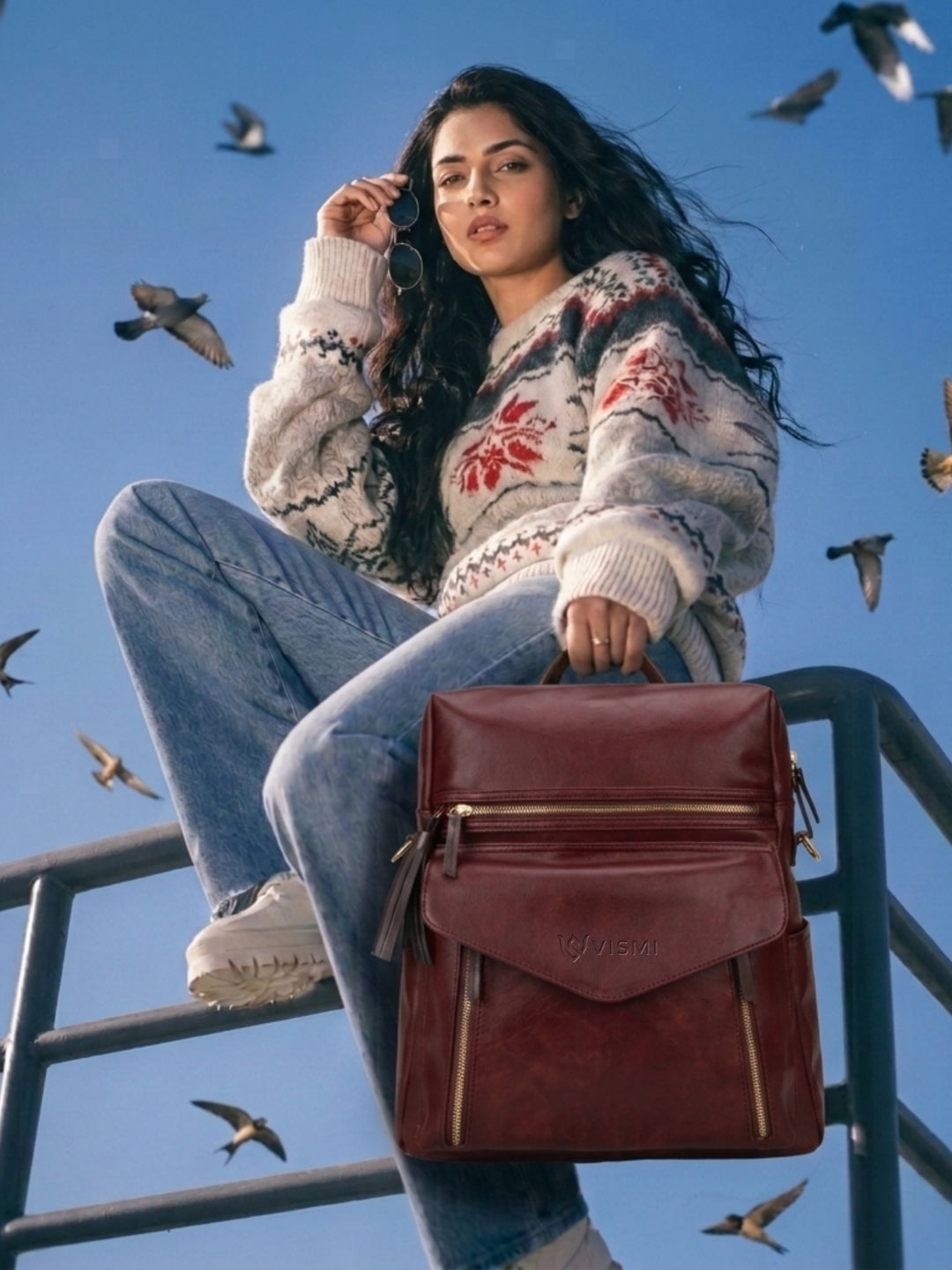 Timeless Shine Women Backpack - Wine