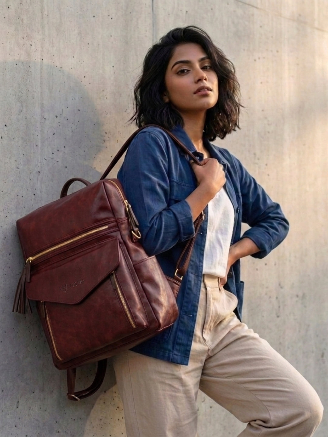 Timeless Shine Women Backpack - Wine