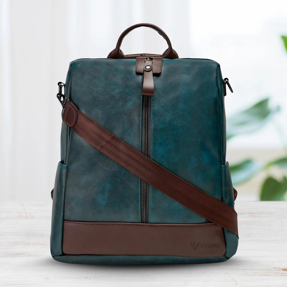 Timeless Aura Women Backpack Handbag - Teal Blue