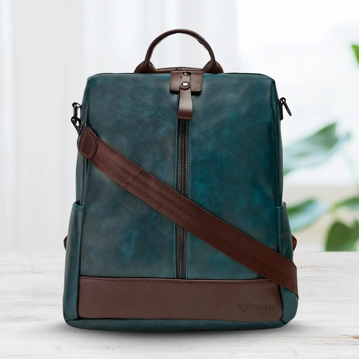 Timeless Aura Women Backpack Handbag - Teal Blue