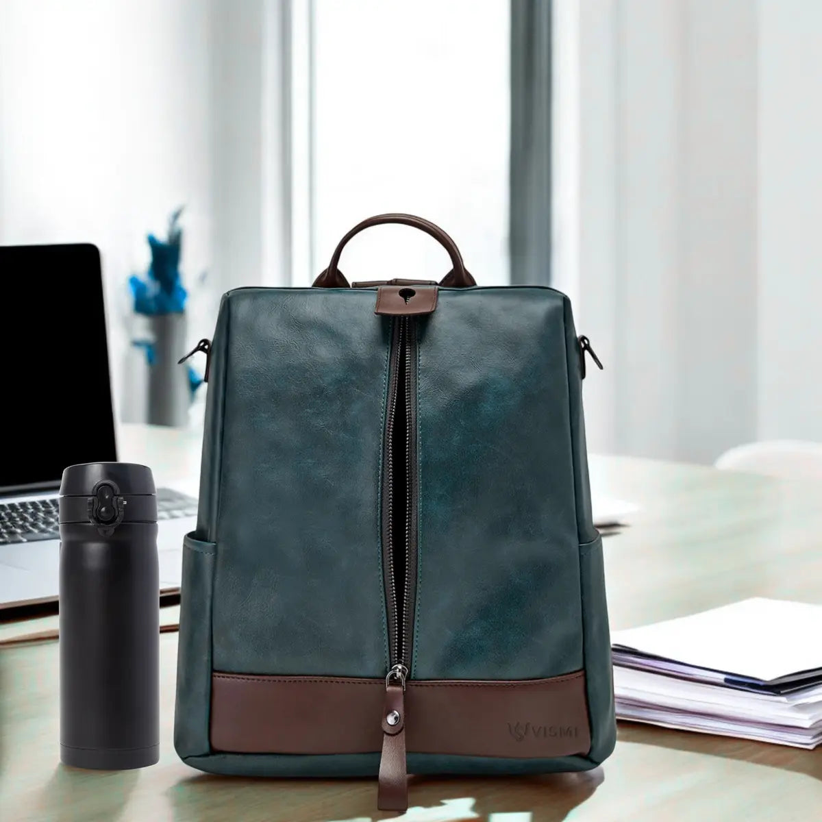 Timeless Aura Women Backpack Handbag - Teal Blue